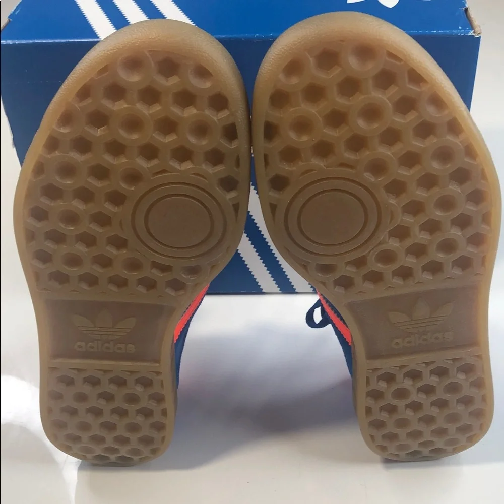 NEW Adidas Hamburg Original Sneakers W 7.5 / M 6.5 Blue Bird/Solar/Gum Orange